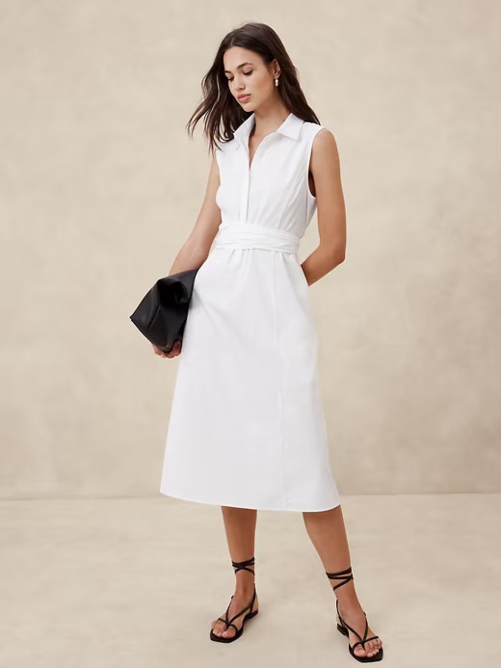 Banana Republic Poplin Cross-Waist Midi Dress